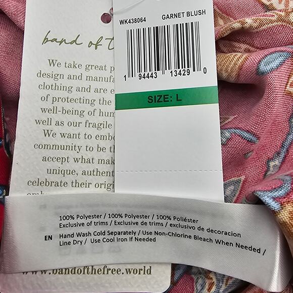 Band of the Free Womans size L Connie Garnet Floral Mini Dress Tassel Tie NEW - Picture 7 of 8